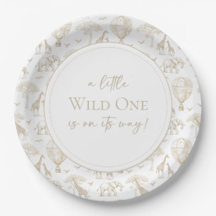Plato De Papel Classic Little Wild One Baby Shower Toile