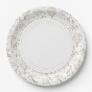 Plato De Papel Classic Little Wild One Baby Shower Toile