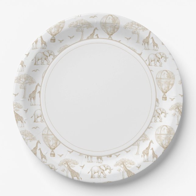 Plato De Papel Classic Little Wild One Baby Shower Toile (Anverso)