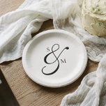 Plato De Papel Classic Monogram Ampersand Wedding White<br><div class="desc">Serve up style with every slice. These custom paper plates prove that convenience doesn't have to mean compromising on elegance. The design features your couple's monogram as a sophisticated centerpiece, pairing strong, timeless serif initials with a romantic, classic script ampersand. This beautiful typographical contrast adds a touch of polished refinement...</div>