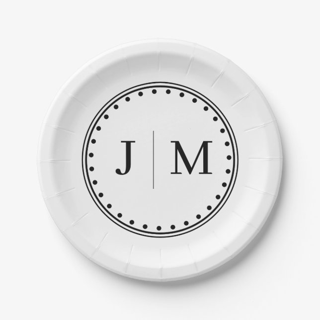Plato De Papel Classic Monogram Wedding Border line (Anverso)