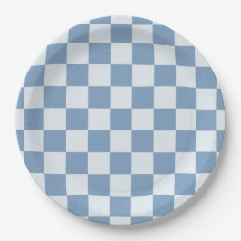 Plato De Papel Classic Navy Blue & White Gingham Picnic