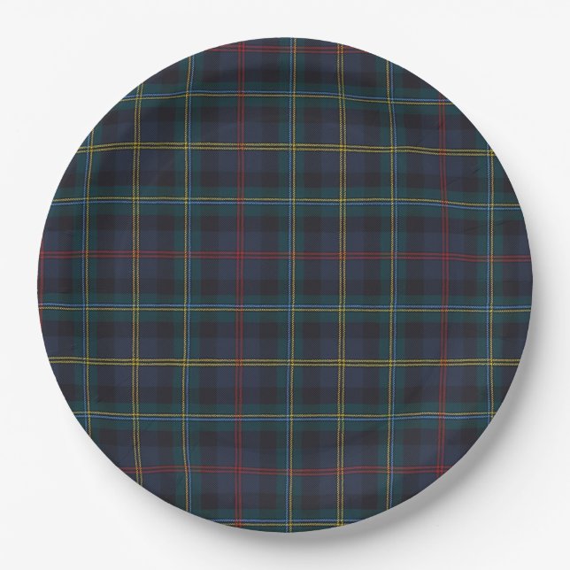 Plato De Papel Classic Plaid Teddy Bear Baby Shower Paper Plates (Anverso)