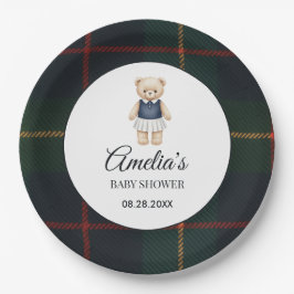 Plato De Papel Classic Polo Teddy Bear Preppy Plaid Baby Shower 