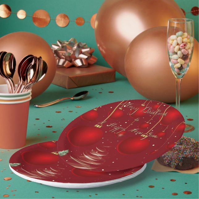 Plato De Papel  Classic Red Christmas Ornaments Christmas  (Multi)