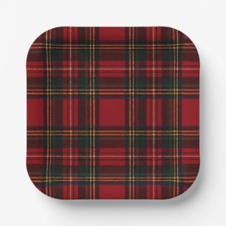 Plato De Papel Classic Red Tartan Plaid Pattern Plate