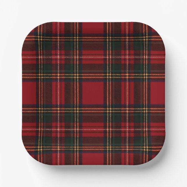 Plato De Papel Classic Red Tartan Plaid Pattern Plate (Anverso)