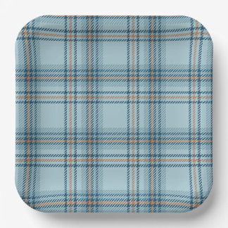 Plato De Papel Classic Tartan Plaid Teddy Bear, Baby Boy Shower