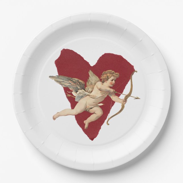 Plato De Papel Classical Cupid Romantic Modern Wedding Elegant  (Anverso)