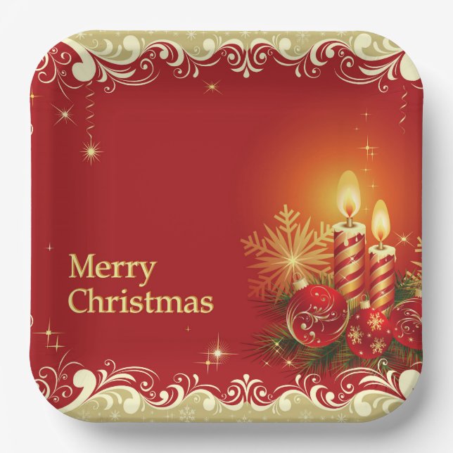Plato De Papel Classy Merry Christmas Paper Plate (Anverso)