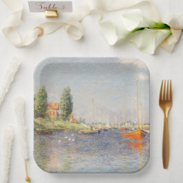 Plato De Papel Claude Monet. Barcos Rojos, Argentina
