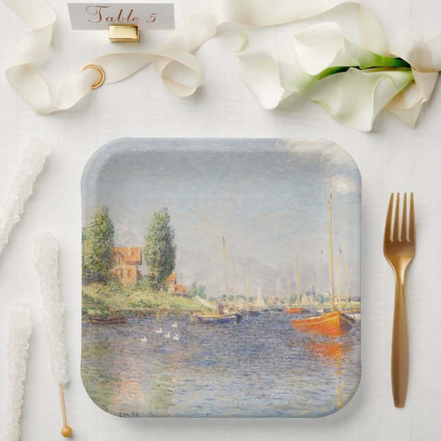 Plato De Papel Claude Monet. Barcos Rojos, Argentina (Boda)