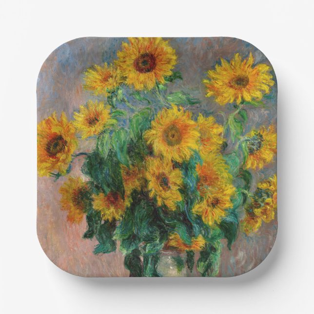 Plato De Papel Claude Monet - Bouquet de girasoles (Anverso)