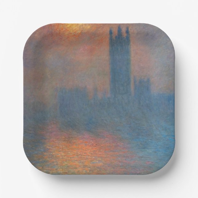 Plato De Papel Claude Monet - Cámaras del Parlamento Londres (Anverso)