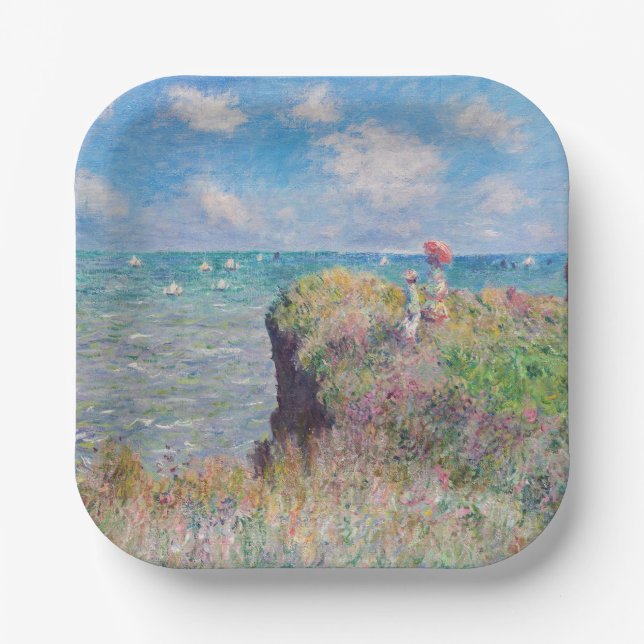 Plato De Papel Claude Monet - Camino acantilado en Pourville (Anverso)