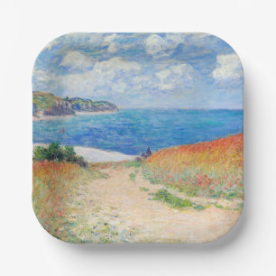 Plato De Papel Claude Monet - Camino en campos de trigo en Pourvi