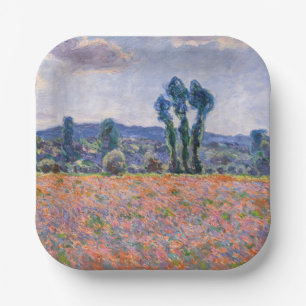 Plato De Papel Claude Monet - Campo de amapolas 1890 (Giverny)