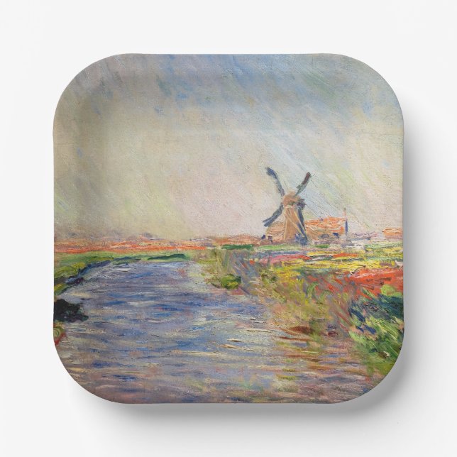 Plato De Papel Claude Monet - Campo de tulipanes en Holanda (Anverso)