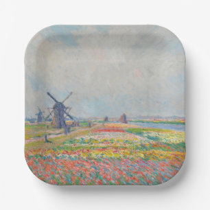Plato De Papel Claude Monet - Campos de Tulipanes cerca de La Hay