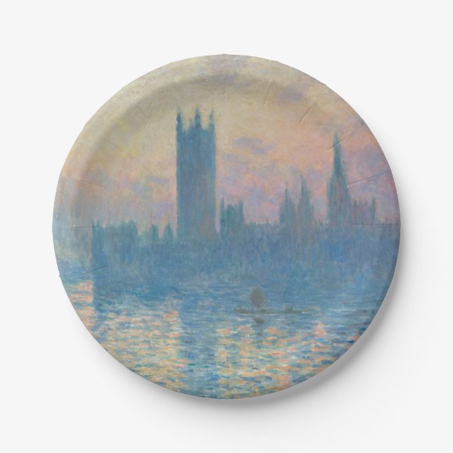 Plato De Papel Claude Monet - Casas del Parlamento (Anverso)