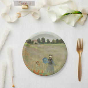 Plato De Papel Claude Monet El campo de amapolas cerca de Argente