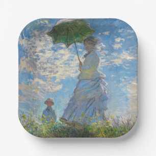Plato De Papel Claude Monet - El paseo, mujer con sombrilla
