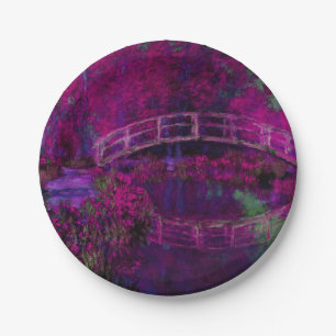 Plato De Papel Claude Monet El puente japonés púrpura
