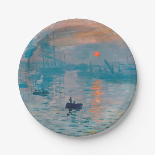 Plato De Papel Claude Monet Impresión Amanecer Francés
