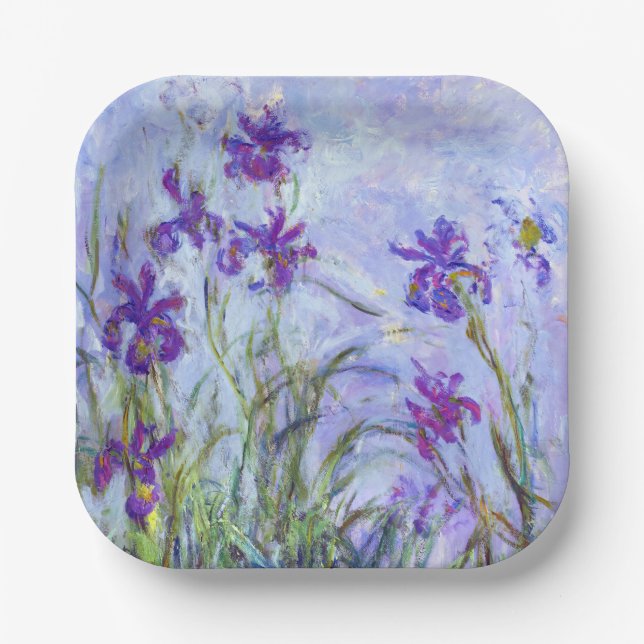 Plato De Papel Claude Monet - Lilac Irises / Iris Mauves (Anverso)