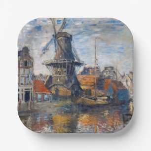 Plato De Papel Claude Monet - Molino de viento, Amsterdam
