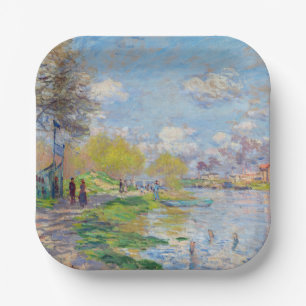 Plato De Papel Claude Monet - Primavera por el Sena