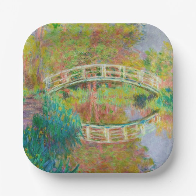 Plato De Papel Claude Monet - Puente de futbol japonés, Giverny (Anverso)