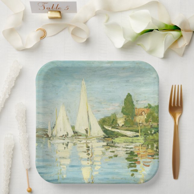 Plato De Papel Claude Monet. Regattas en Argenteuil (Boda)