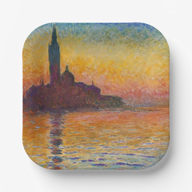 Plato De Papel Claude Monet - San Giorgio Maggiore en Dusk (Anverso)