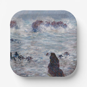 Plato De Papel Claude Monet - Tormenta frente a la costa de Belle