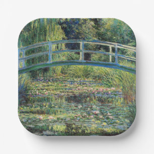 Plato De Papel Claude Monet - Water Lily Pond y Puente Japanés