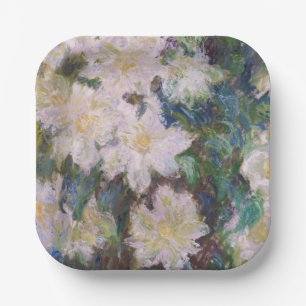 Plato De Papel Claude Monet - White Clematis