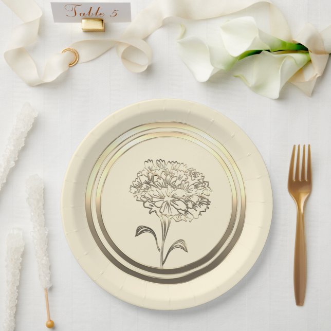 Plato De Papel Clavel de enero personalizado (Boda)