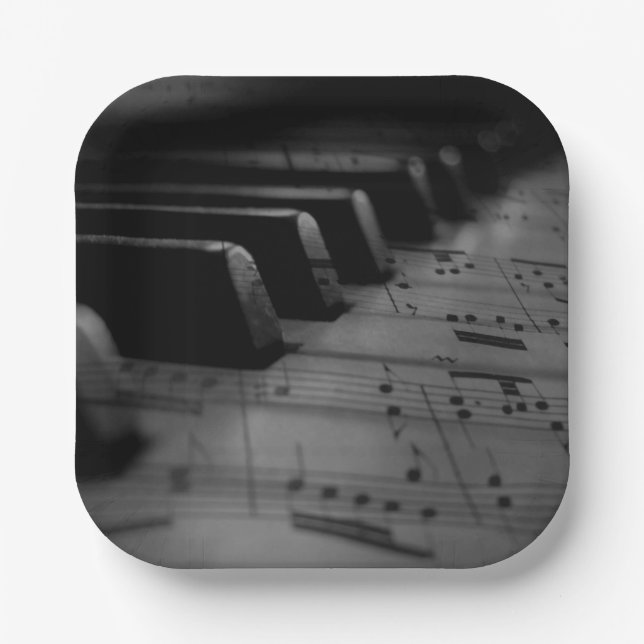 Plato De Papel Claves de piano de música (Anverso)