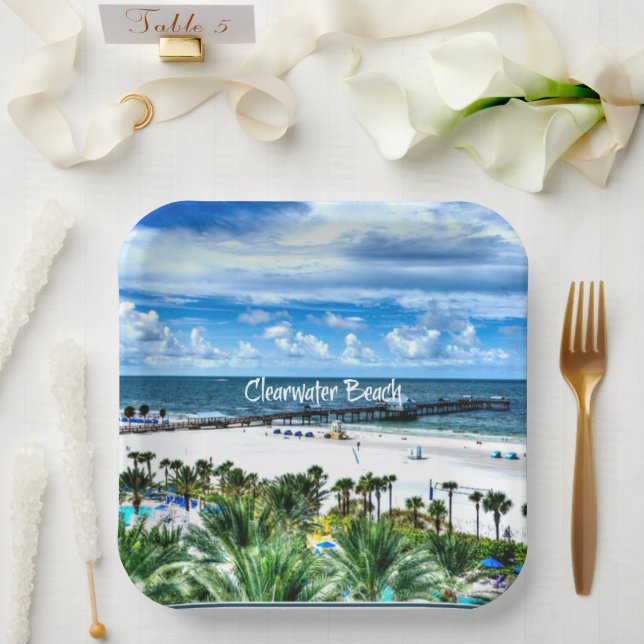 Plato De Papel Clearwater Beach, Florida, destino de vacaciones (Boda)