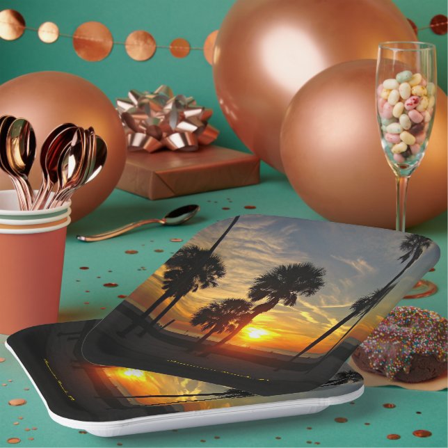 Plato De Papel Clearwater Beach Sunset (Multi)