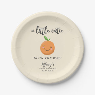 Plato De Papel Clementina amarilla de Baby Shower pequeña cutie