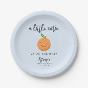 Plato De Papel Clementina azul Baby Shower Cutie