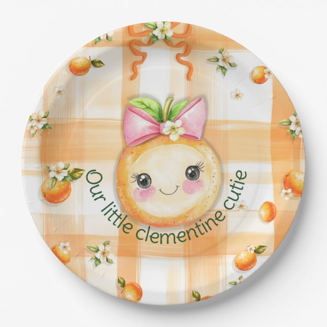 Plato de papel Clementine lindo 9" (Anverso)