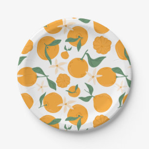 Plato De Papel Clementine Tangerine Mandarin Cutie Naranja