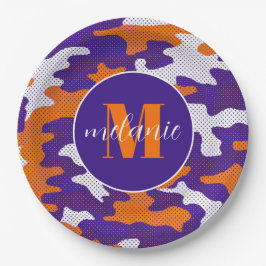 Plato De Papel Clemson-Inspired Orange & Purple Tiger Camo