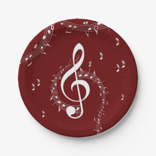 Plato De Papel Climactic G Clef Music Red