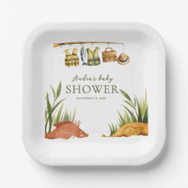 Plato De Papel clothesline Reel Excited Fishing Baby Shower