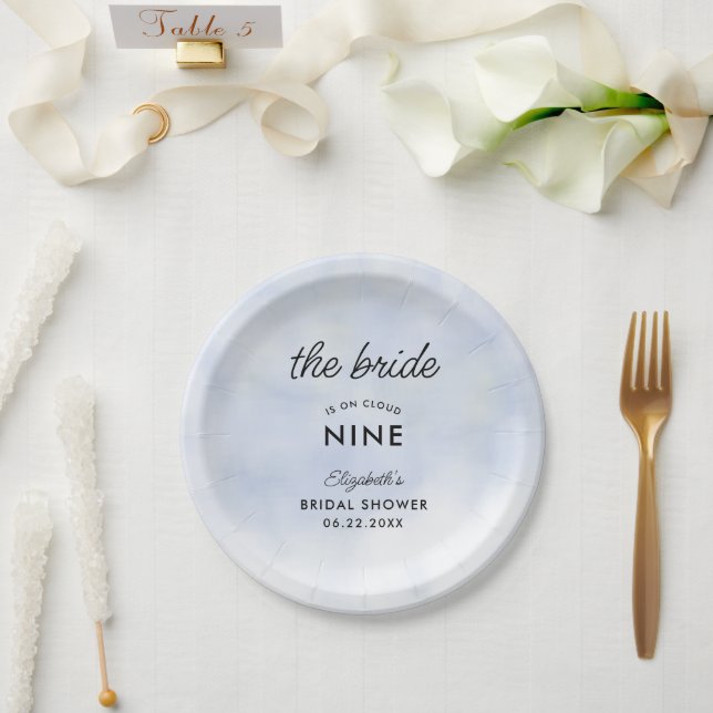 Plato De Papel Cloud 9 Blue Sky Elegassy Bridal Shower (Boda)