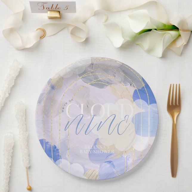 Plato De Papel Cloud 9 Gouache Paint Bruske Baby Shower (Boda)